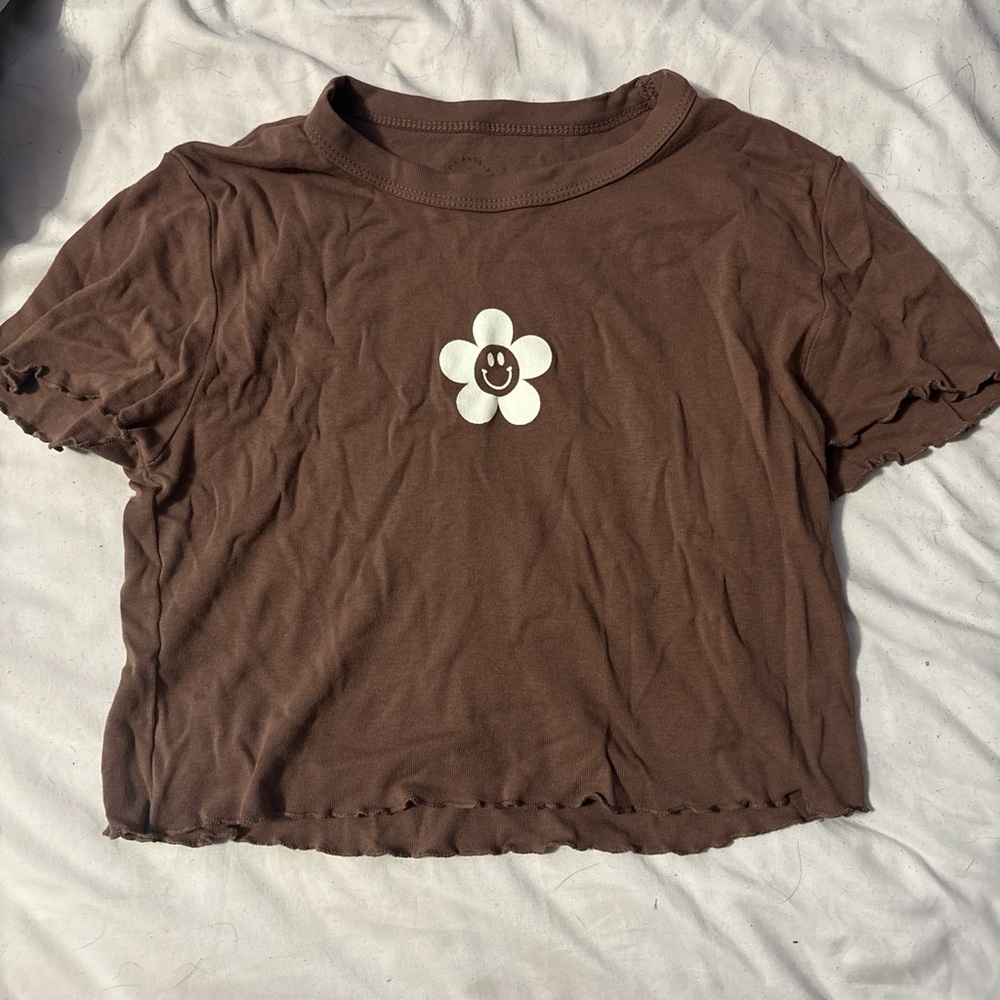 PacSun Brown Graphic Crop T-Shirt